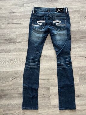 A7 Swarovski Crystal Distressed Skinny Jeans | Size 1 | Low Rise Bling Denim